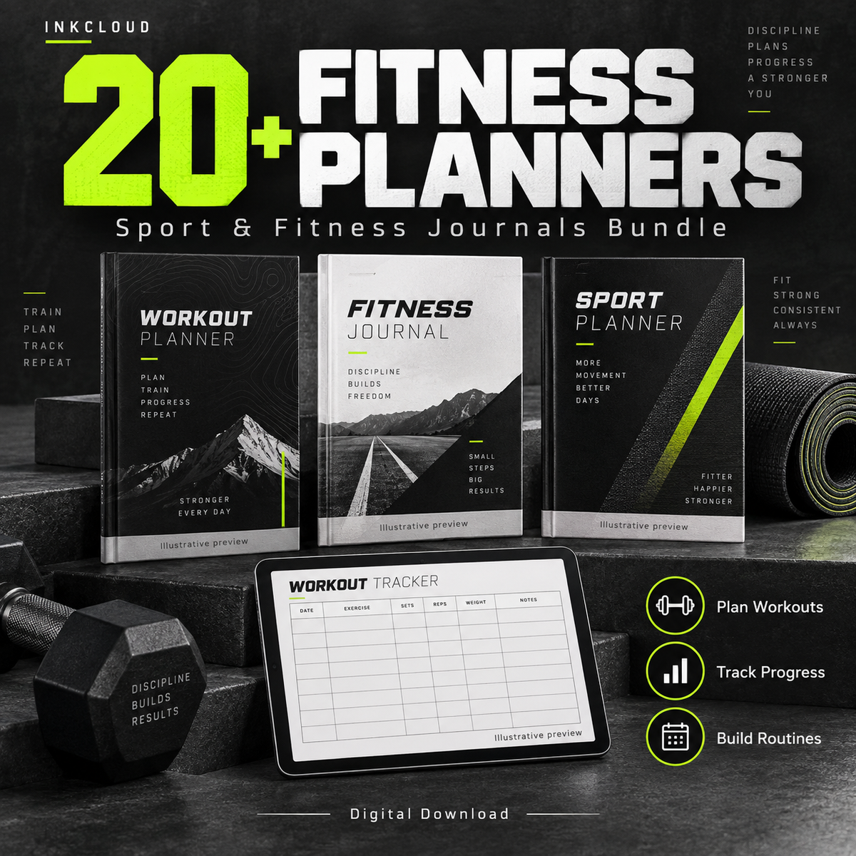Fitness Planner Bundle - Routine & Progress Trackers
