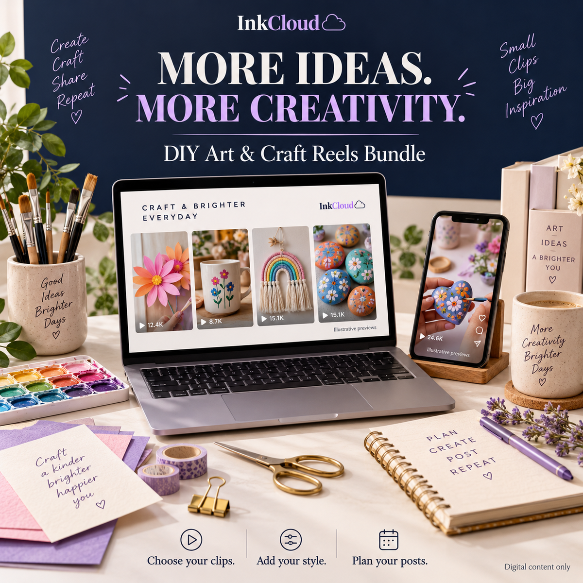 4,000+ DIY Art & Craft Reels Bundle + Canva Templates