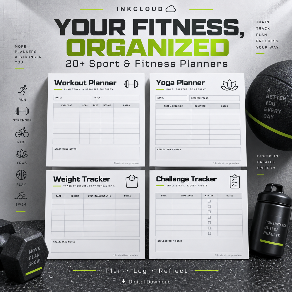 Fitness Planner Bundle - Routine & Progress Trackers