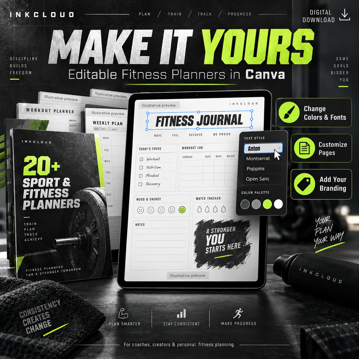 Fitness Planner Bundle - Routine & Progress Trackers