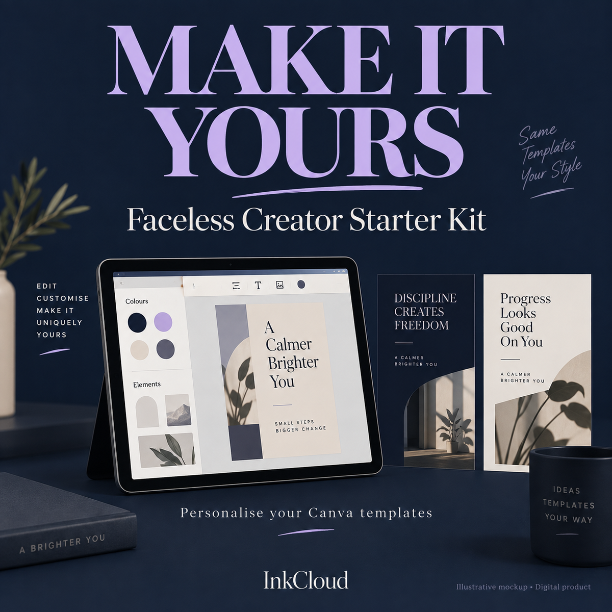 Faceless Creator Starter Kit – Canva Templates & Digital Products