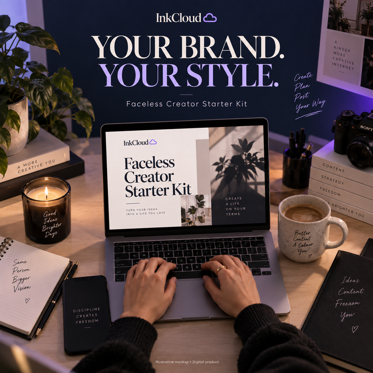 Faceless Creator Starter Kit – Canva Templates & Digital Products