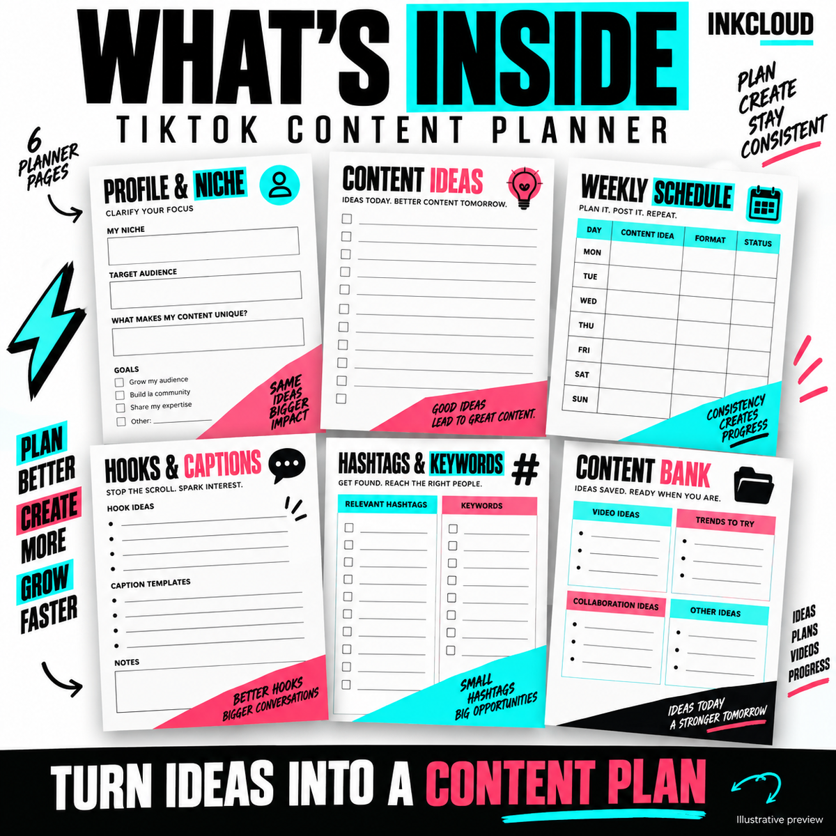 TikTok Content Planner - Printable Creator Organiser
